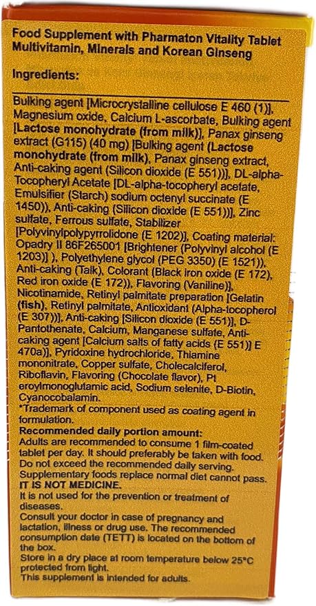 Pharmaton Vitality Ginseng G115 (2x100) 200 Tablets - Bulk Pack